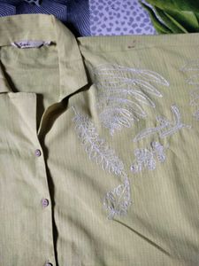 🌸Light Yellow Embroidery Top