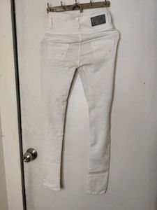 Distressed White Jeans