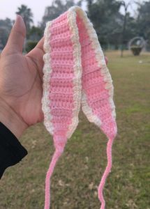 Crochet Headband - Pink &amp; White