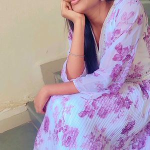 Pari Gorgete Gown With Printed Flower Design