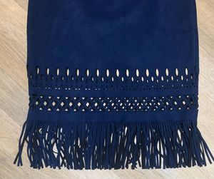 Navy Fringe Skirt