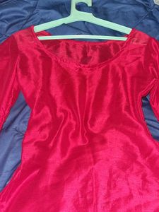 Red Velvet Long Sleeve Top