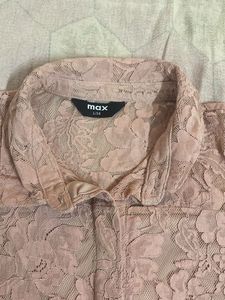 Dark Peach Colour Full Netted Collard Linning Top