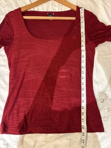 Vintage Maroon Textured Long Sleeve Top