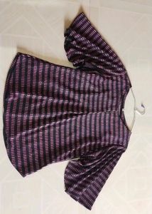 Striped Velvet-Feel Blouse