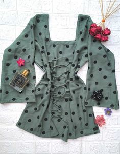 Corset Back Polka Dot Kurti 🖤