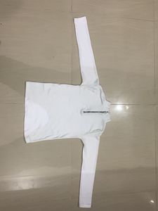 White Zip-Neck Long Sleeve Top