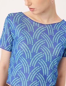 Dressberry Blue Patterned Crop Top