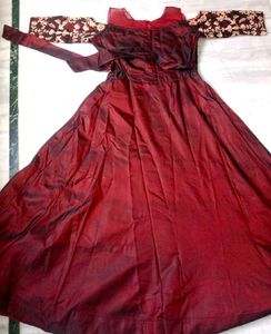 Elegant Maroon Embroidered Gown