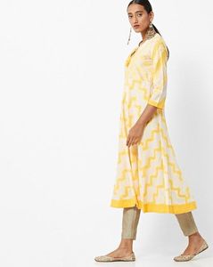 Rangiriti Printed Anarkali Kurta With Embroidered