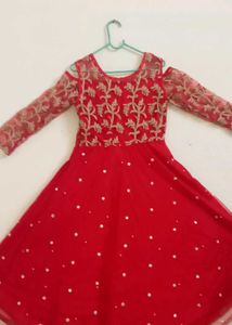 Rust Red Colour ❤️ Anarkali Off Cut Shoulder