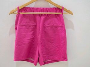 Hot Pink Elastic Waist Shorts