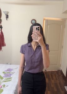 Purple Puffed Sleeve Shirt