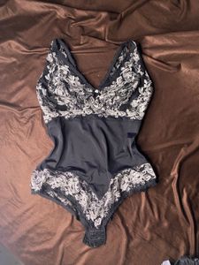 Black Silver Print Bodysuit