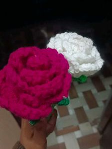 Crochet Rose 4 Bouquet And One Daisy🌸