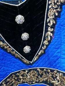 New One Elegant Blue &amp; Gold Anarkali Dress