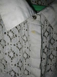 White net cut sleeves shirt
