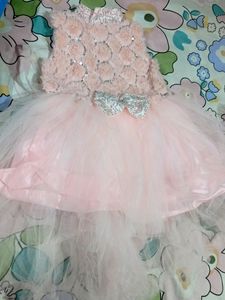 Peach Colour Beautiful Dress  For 1 Year Kiddo