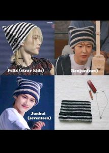 Striped Knit Cat Ear Beanie
