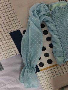 Cute Blue Polka Dot Crop Top