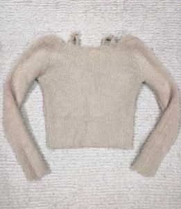 Cream Woolen Trendy Top