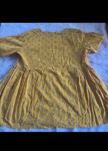 Yellow Floral Button-Down Kurti Top