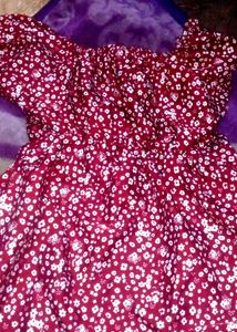 Red Floral Off-the-Shoulder Dress