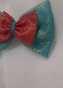 Offer New Center Bow Clip Seablue And Pink Color