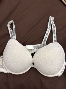 White Leopard Print Push Up Bra