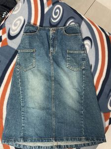 Vintage Denim Midi Skirt
