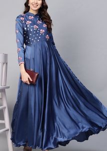 Inddus Silk Blend Embroidered Dress