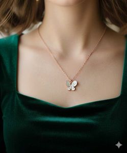 White Butterfly Pendant Necklace
