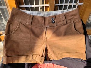 Cute Brown cotton shorts with double buttons