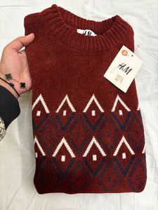 Stylish Maroon Patterned Sweater