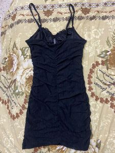 Black Ruched Bodycon Mini Dress