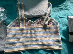 Pink Crochet Butterfly Top