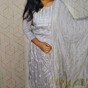 Grey Embroidered Salwar Kameez