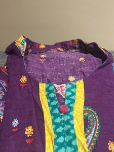 2 Floral Cotton 3/4th Sleeves Colared Kurti