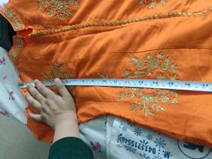 Orange Embroidered Kurta