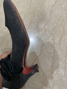 Elegant Party Wear Shimmer Black Pencil Heel