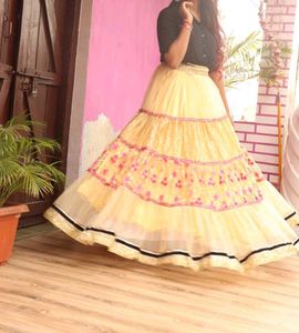 Golden Lahanga With Black Blouse
