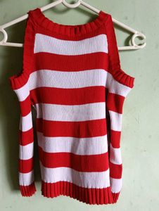 Crop Top White And Red