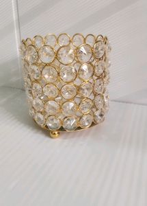 Golden Crystal Candle Holder