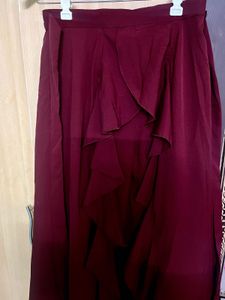 Maroon Skirt With Attached Pants Style