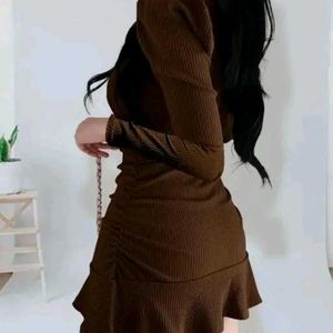 Brown Mini Dress Bodycon🤎