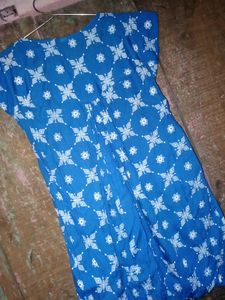 Blue With White Floral Design Top