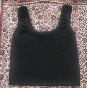 Black Square Neck Crop Top
