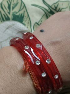 Red Bangles with Diamond Accents
