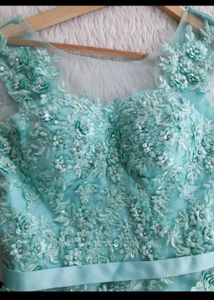 Elegant Aqua Lace Gown