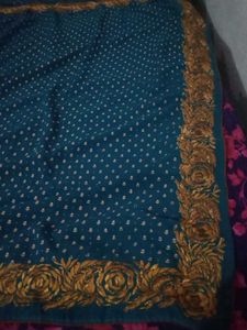 Blue Floral Embroidered Fabric